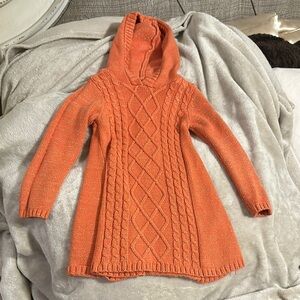 Orange Cable Knit Hooded Sweater